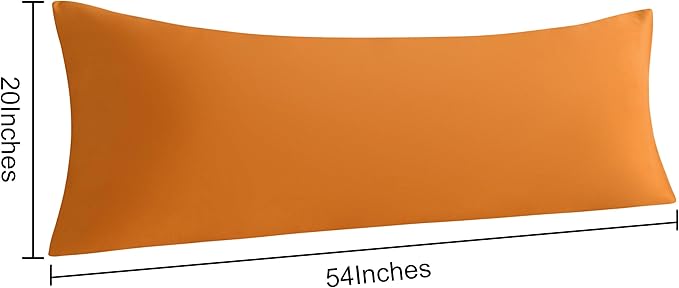NTBAY Body Pillow Cases Set of 2, 2 Pack Brushed Microfiber 20x54 Pillow Cases, Soft, Wrinkle, Fade, Stain Resistant Pale Orange Pillow Cases with Envelope Closure, 20x54 Inches, Pale Orange