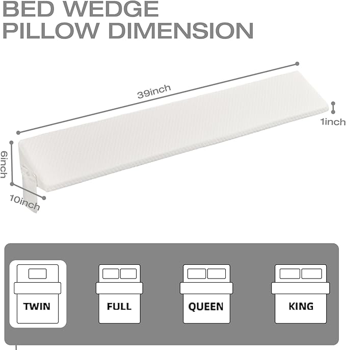 Twin Size Bed Wedge Pillow for Headboard Gap Filler (0"-8")Close Gaps Between Mattress and Wall,Frame/Loft Corner College Dorm Bed Essentials,Bedside Space Home Room Decor,Stop Pillow Falling Down