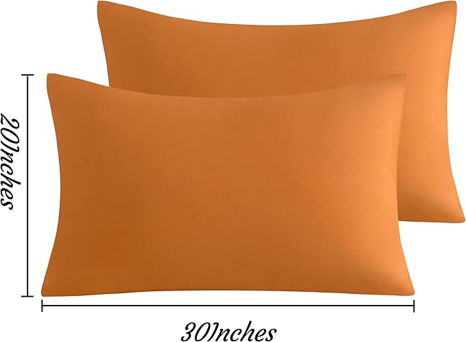 NTBAY Queen Pillow Cases Set, 2 Pack Brushed Microfiber 20x30 Inches, Soft, Wrinkle, Fade, Stain Resistant Pale Orange Pillow Cases with Envelope Closure