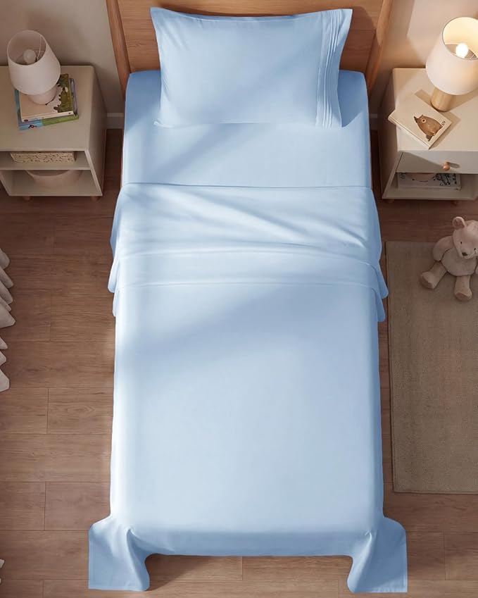 Twin Size 3 Piece Sheet Set - Comfy Breathable & Cooling Sheets - Hotel Luxury Bed Sheets for Women & Men - Deep Pockets, Easy-Fit, Extra Soft & Wrinkle Free Sheets - Sky Blue Oeko-Tex Bed Sheet Set