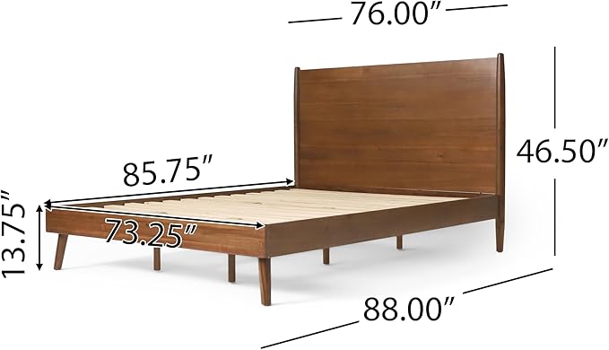 Merax California King Size Solid Wood Platform Bed, Mid-Century Modern Bed Frame with Splayed Legs, 600 lbs Weight Capacity, No Box Spring Needed, Brown