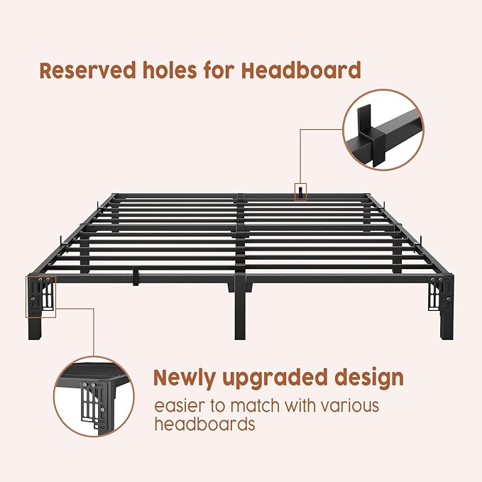 GarveeHome 10 Inch King Bed Frame, Heavy Duty Metal Platform Bed Frame with Iron Slat Support, No Box Spring Needed, Tool-Free Assembly, Supports 800 Lbs