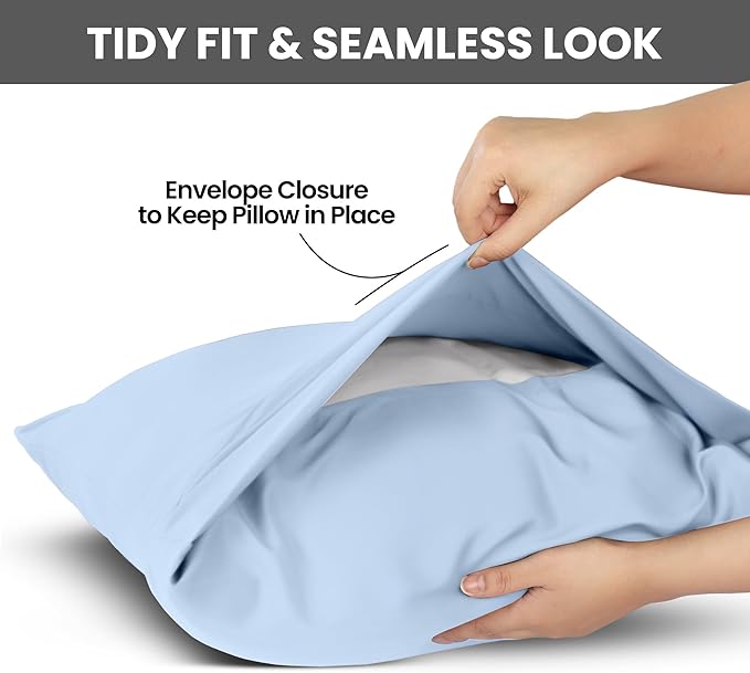 Utopia Bedding Pillow Cases Standard Size 2-Pack – Soft Brushed Microfiber – Envelope Closure – Perfect for Hospitals, Hotels, Guest Rooms – Oeko-TEX Certified, 20x26 Inches (Ice Blue)