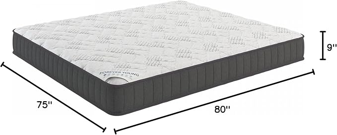 Ottomanson King 9" Hybrid Mattress - Medium Firm Support - Made in USA - Individually Pocketed Coils & CertiPUR-US Foam - Fiberglass-Free - Bed in a Box