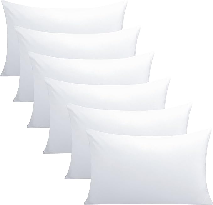FLXXIE 6 Pack Microfiber Queen Pillowcases, Ultra Soft and Wrinkle, Fade Resistant Pillow Cases with Envelope Closure, 20x30 Inches, White