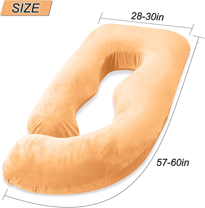 60 Inch Pregnancy Pillow for Sleeping, Extra Large U Shaped Body Pillow, Maternity Pillow for Pregnant Women (Brown)