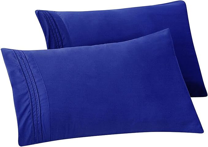 Elegant Comfort Solid Pillowcases 1500 Premium Hotel Quality Microfiber - Smooth Weave, Wrinkle and Stain Resistant, Easy Slip-On, 2-Piece Set, Standard/Queen Pillowcase, Royal Blue