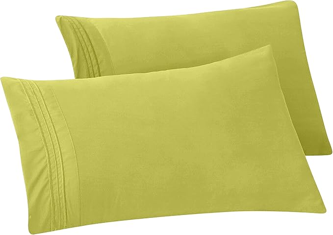 Elegant Comfort Solid Pillowcases 1500 Premium Hotel Quality Microfiber - Smooth Weave, Wrinkle and Fade Resistant, Easy Slip-On, 2-Piece Set, King Pillowcase, Pistachio Green
