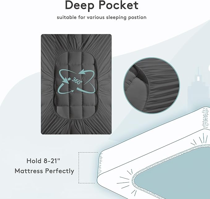 SameBed Mattress Topper Full XL,Extra Thick Mattress Pad Cover for Back Pain,Cooling Mattress Protector with 8-21 Inch Deep Pocket,Overfilled Down Alternative Filling,Grey