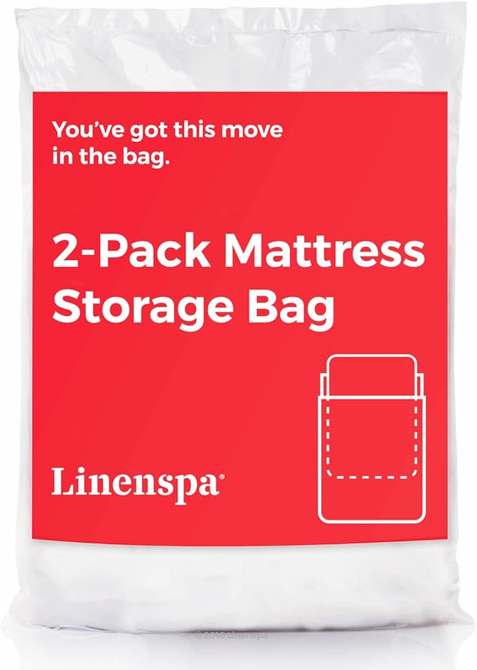 Linenspa Mattress Bag – 2 Pack Twin size / Twin XL Mattress Bags for Moving, Storage & Disposal – Durable Plastic Cover for Moving