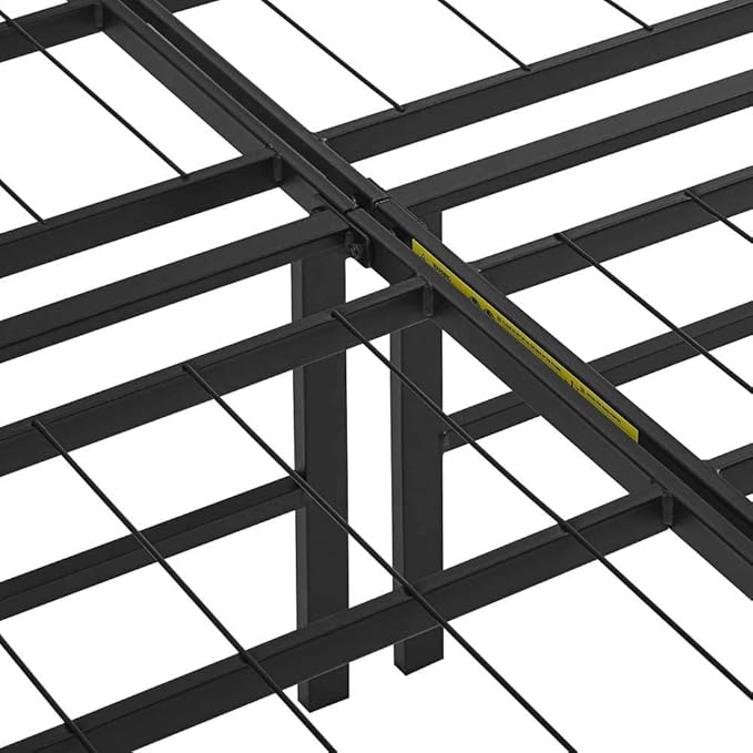 Amazon Basics Bed Frame with Ample Underbed Storage, Foldable Metal Platform, Sturdy Steel, No Box Spring Needed, 14 inches High, Noise-Free Support, Easy Assembly Tool-Free Setup, Full Size, Black