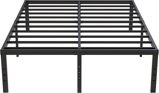 Upcanso 18 Inch Queen Bed Frame No Box Spring Required, Metal Platform Queen Size Bed Frames with High Storage, Eassy Assembly 3,500 Lbs Heavy Duty Bedframes, Black