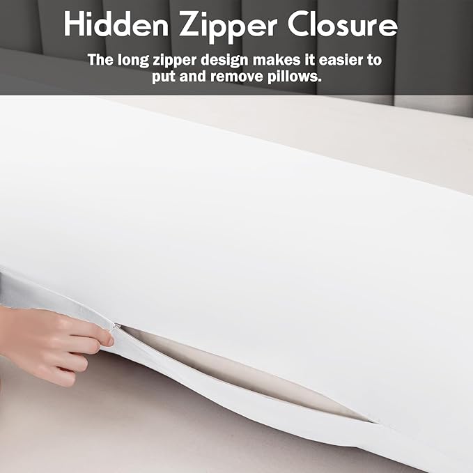 Pillowcases Body Size,Cooling Viscose Pillow Cases with Zipper Closure, Cool & Breathable Pillow Cover for Hot Sleepers and Night Sweats, 20" x 54"