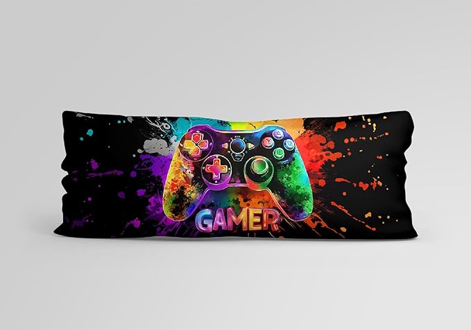 NTBED Tie Dye Gaming Body Pillow Cover Game Console Microfiber Gamer Bedding Pillowcase with Envelope Closure for Boys Kids Adults(20"x54",Multi)