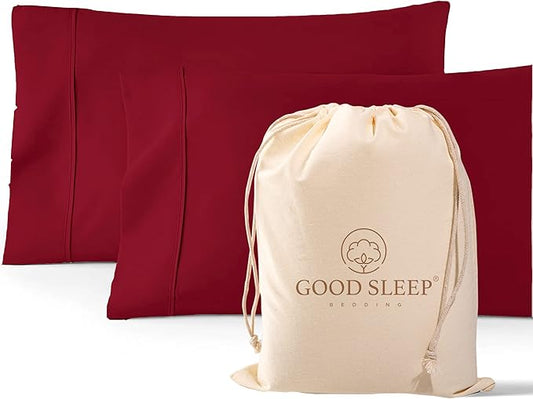 1000 TC Burgundy King Pillowcases Set of 4 100% Egyptian Cotton Pillow Cases with Long Staple Cotton & Sateen Weave, Silky Soft Hotel - Like Bed Pillow Covers for Comfy Sleeping, Snug Fit