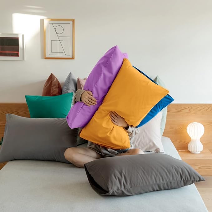 FLXXIE Pillow Cases Queen, Soft Microfiber Pillow Covers with Envelope Closure, Wrinkle Resistant Pillowcases, 2 Piece Set, 20x30, Ginger Yellow