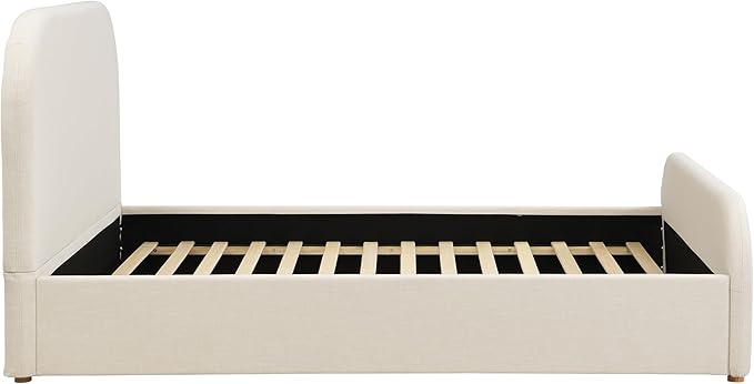 Christopher Knight Home Lanet Linen Upholstered Queen Size Bed Frame with Headboard, Modern Queen Bed Frame and Headboard, Wooden Slats Support, Easy Assembly, No Box Spring Needed, Beige