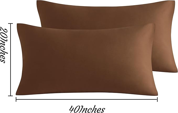 NTBAY King Pillow Cases Set of 2, 2 Pack Brushed Microfiber 20x40 Pillow Cases, Soft, Wrinkle, Fade, Stain Resistant Brown Pillow Cases with Envelope Closure, 20x40 Inches, Brown