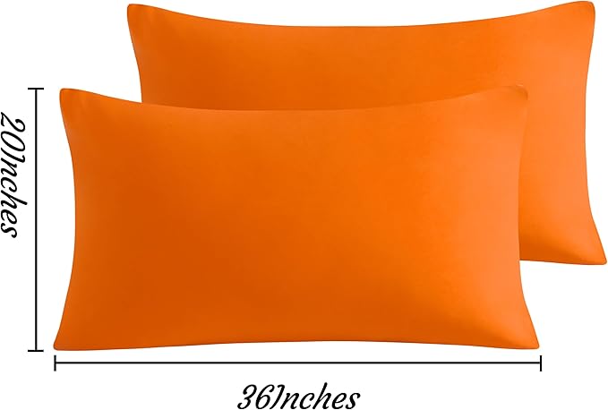NTBAY King Pillow Cases Set of 2, 2 Pack Brushed Microfiber 20x36 Pillow Cases, Soft, Wrinkle, Fade, Stain Resistant Orange Pillow Cases with Envelope Closure, 20x36 Inches, Orange