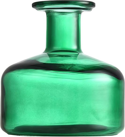Green Empty Glass Reed Diffuser Bottles,300ml Refillable Diffuser Bottle for Essential Oils,Aromatherapy Container for DIY Replacement Diffuser,Fragrance Decoration,Crafts Decor,Small Flower Vase