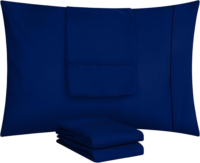 Utopia Bedding Standard Pillow Cases - 4 Pack - Envelope Closure - Soft Brushed Microfiber Fabric - Shrinkage and Fade Resistant Pillow Covers Standard Size 20 X 26 Inches (Standard, Royal Blue)