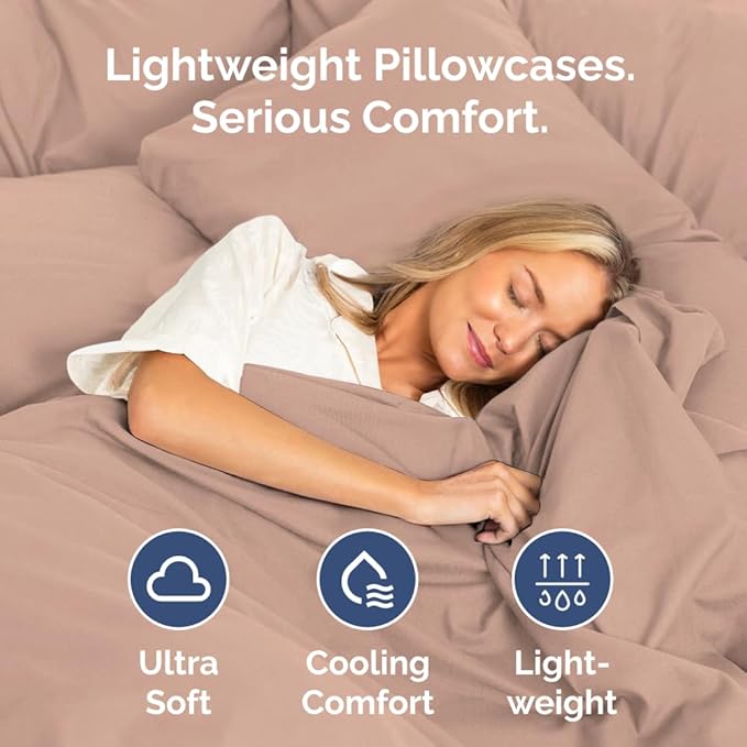 King Standard Pillow Cases Set of 4 - Soft Hotel Quality Pillowcase Covers - Comfy Bedding for Women, Men, Kids & Teens - Machine Washable Pillow Protectors - 4 Piece Set - King Standard Size Mauve