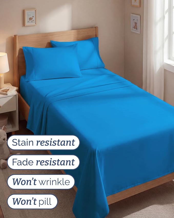 Twin 4 Piece Sheet Set - Comfy, Breathable & Cooling - Hotel Luxury Bedding for Women, Men, Kids, Teens & Children - 1 Flat & 1 Fitted Sheet & 2 Pillowcases w/ Deep Pockets - Wrinkle Free - Royal Blue