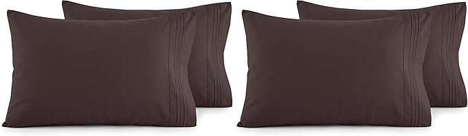 Elegant Comfort Luxury Ultra-Soft 2-Piece Pillowcase Set 1500 Thread Count Egyptian Quality Microfiber Double Brushed-Wrinkle Resistant,Chocolate Brown (Pack of 2)
