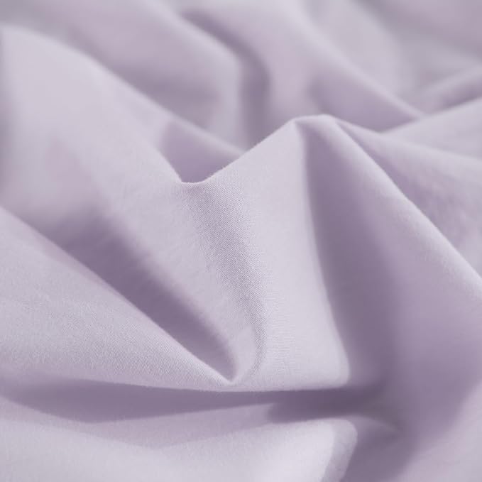 NEXHOME PRO Twin Duvet Cover Set, 100% Washed Cotton with Linen-Like Texture, Natural Organic, Breathable & Comfortable, Includes Home Bedding Set Lilac (No Comforter) 68"x90"