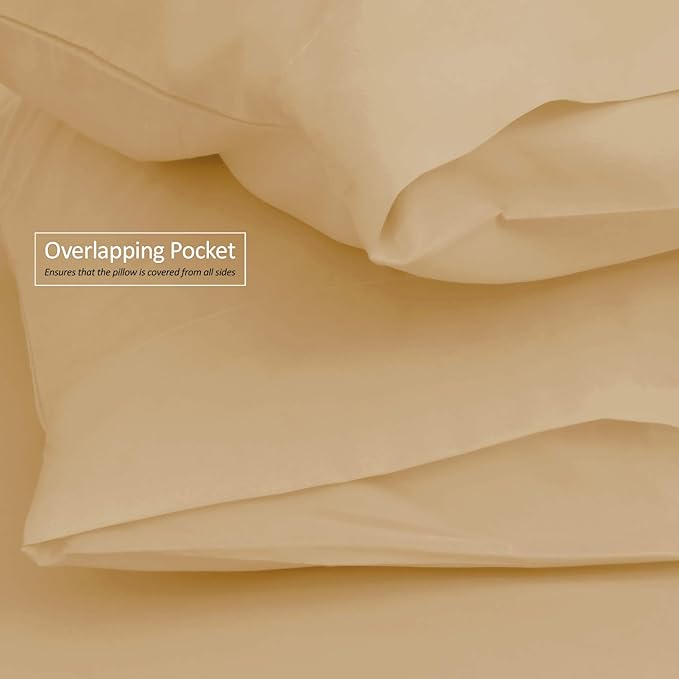 Hearth & Harbor Extra Deep Pocket Sheets - Fits Mattress 18-24 Inches Deep - Extra Deep Pocket Twin XL Sheets Sets - 4 Piece Twin XL Size - Camel