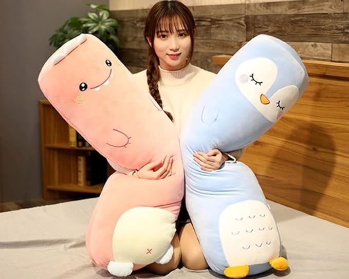 Long Plush Cute Body Pillows 39" Cuddle Stuffed Animal Shaped Bed Body Pillows Soft Cotton Plushies Doll Toy Gifts (Penguin, 39 Inch)