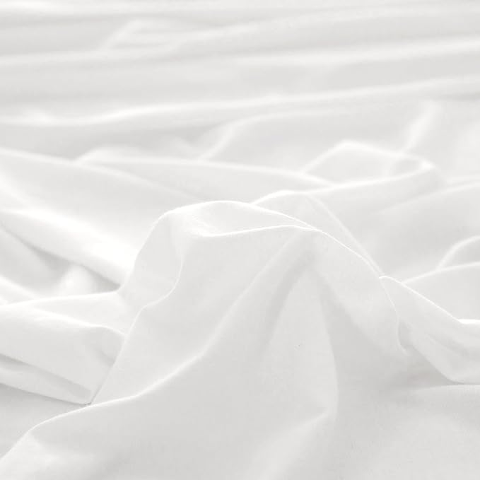 PURE ERA Jersey Knit Duvet Cover Set 100% T-Shirt Cotton Super Soft Comfy 3pc Bedding Set with Zipper Closure (Solid Bright White, Oversized King)