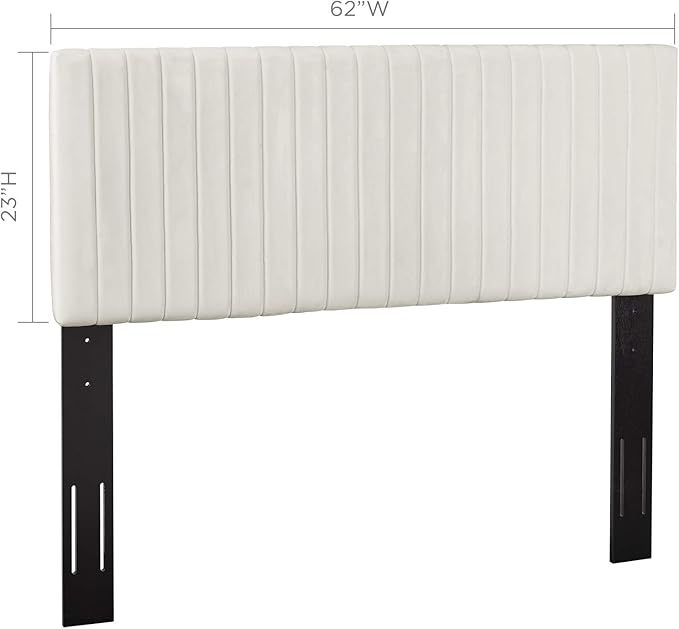 Modway Keira Channel Tufted Performance Velvet Upholstered Full / Queen Headboard in Ivory