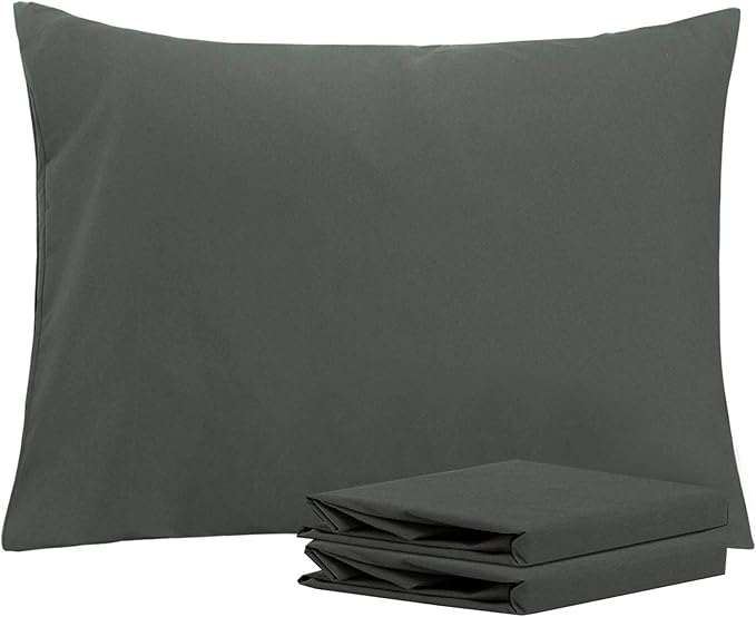 NTBAY Standard Pillowcase Set - 2 Pack Brushed Microfiber 20x26 Pillowcases - Soft, Wrinkle-Free, Fade-Resistant, Stain-Resistant, Dark Grey Pillowcases with Envelope Closure - 20x26 Inches, Dark Grey