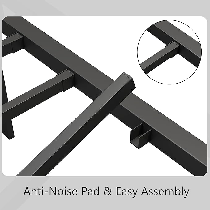 zunatu King Size Metal Platform Bed Frame/Victorian Style Headboard and Footboard/Steel Slat Support/Easy Assembly/No Box Spring Needed/Underbed Storage/Noise Free/Black