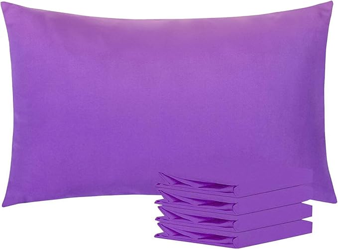 NTBAY Queen Pillowcase Set - 4 Pack Brushed Microfiber 20x30 Pillowcases - Soft, Wrinkle-Free, Fade-Resistant, Stain-Resistant, Purple Pillowcases with Envelope Closure - 20x30 Inches, Purple