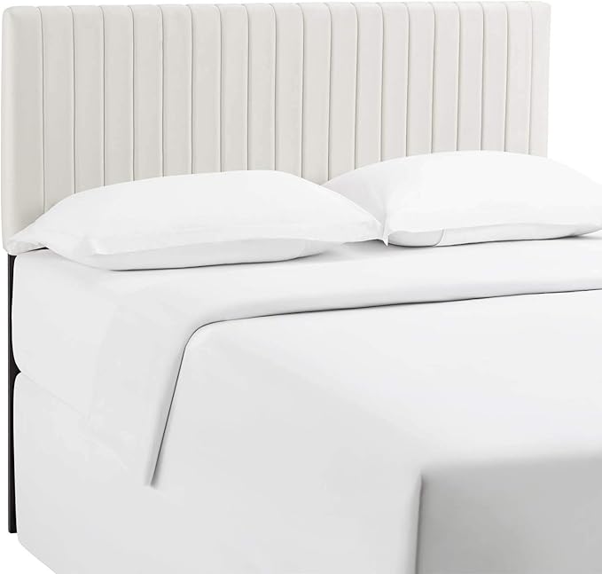 Modway Keira Channel Tufted Performance Velvet Upholstered Full / Queen Headboard in Ivory