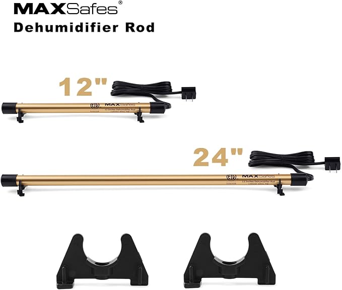 MAXSafes Gun Safe Dehumidifier Rod, Dry Rod - Easy Installation Plug-in Electric Dehumidifier Eliminates Moisture for Gun Safes & Cabinets, ETL Approved, 24in