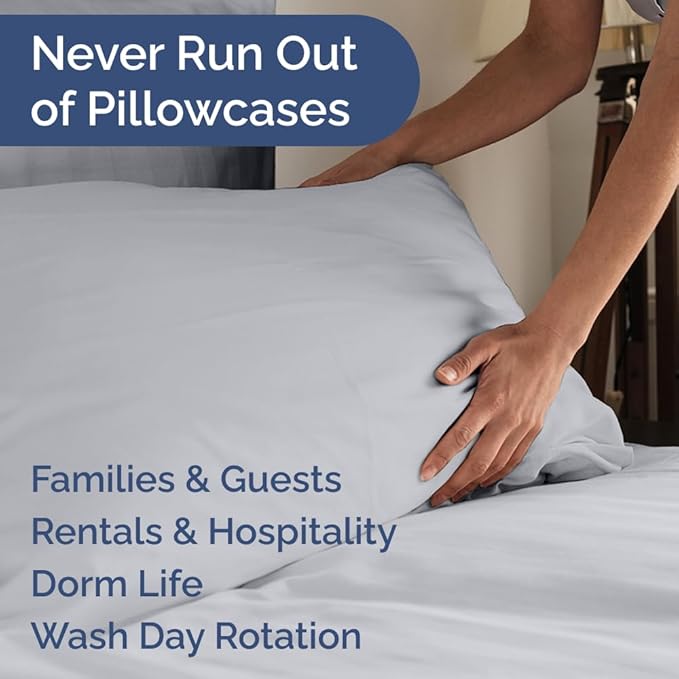 Standard Pillow Cases Set of 6 - Ultra Soft Hotel Quality Pillowcase Covers - Comfy & Wrinkle Free - Shrink, Stain and Fade Resistant - Machine Washable Pillow Protectors - 6 Piece Set - Steel Blue