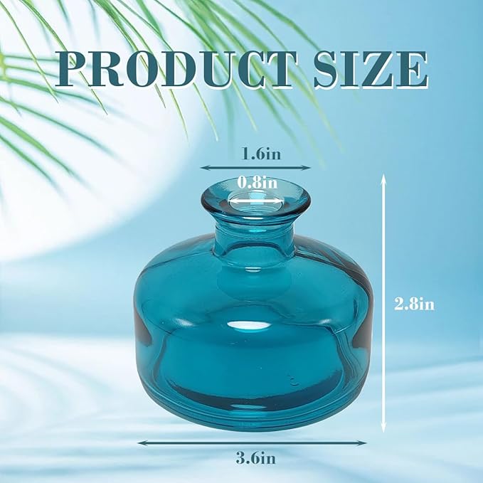 200 ml/6.7 oz Empty Glass Diffuser Bottles Refillable Aromatherapy Jar Container DIY Replacement Diffuser Accessories Essential Oils Crafts Decor (Blue)