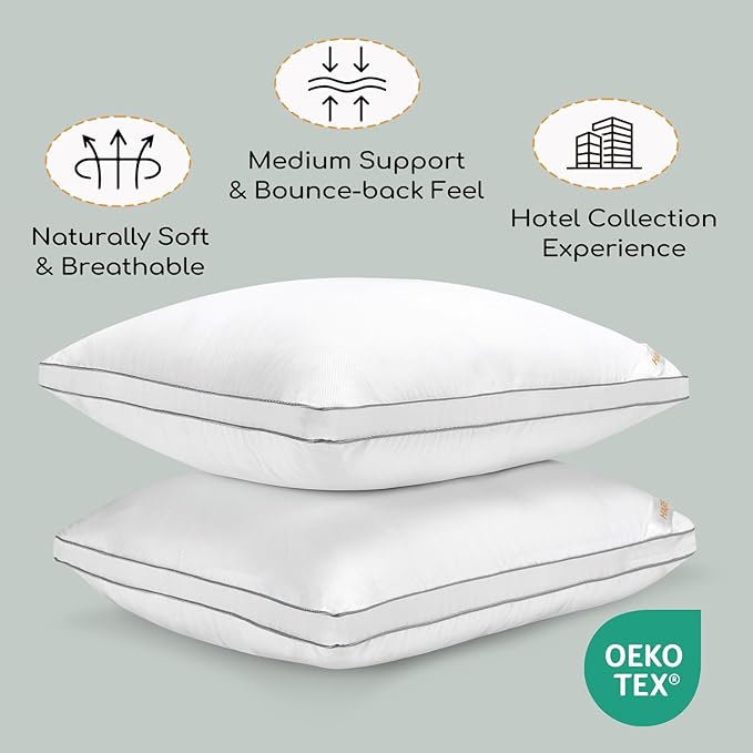 HARBOREST King Size Down Alternative Pillows Set of 2-20 x 36 Bed Pillows for Sleeping, Hotel Collection Pillows Good for Side and Back Sleeper