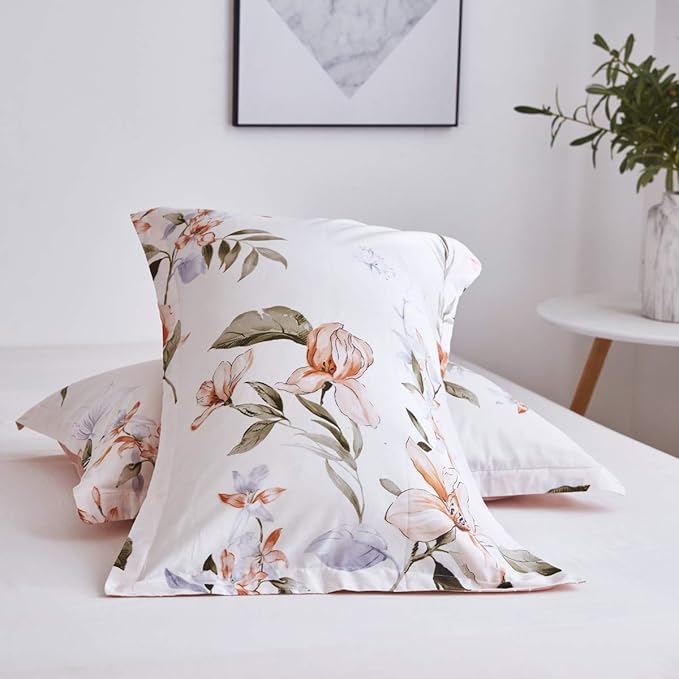 OAITE Duvet Cover Set,100% Cotton Comforter Cover with Floral Pattern Duvet Cover Set,Soft Bedding Set Includes with 3 Piece (2 Pillow Shams,1 Duvet Cover)