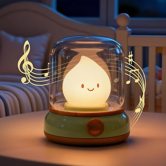 WANIDEA Chibi Flame Lamp, Sleep White Noise Machine Night Light,Waterproof Shower Lamp5 White Noise with 4 Level Volume Adjustment, Rechargeable Lamp,Decor,Gift for Girls