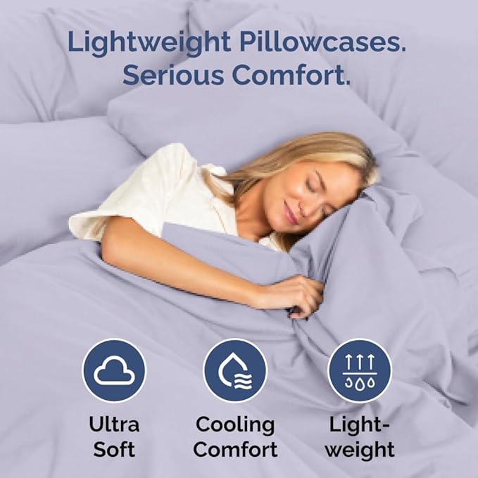 Body Pillowcases Set of 4-20x54 Long Body Pillow Case - Soft Body Pillow Cover for Sleeping & Side Sleepers - Comfy Breathable & Fade Free - Machine Washable w/Envelope Enclosure - (Light Lavender)