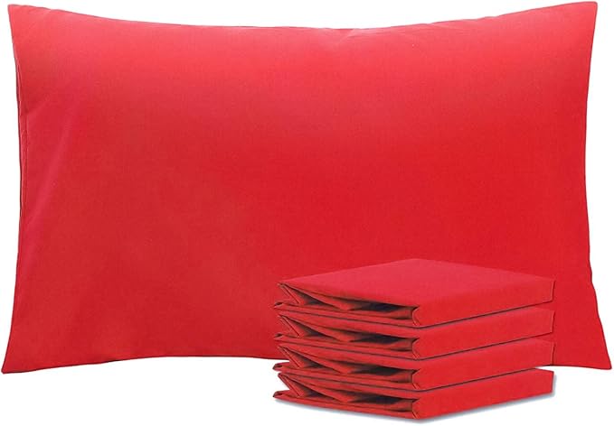 NTBAY Queen Pillowcase Set - 4 Pack Brushed Microfiber 20x30 Pillowcases - Soft, Wrinkle-Free, Fade-Resistant, Stain-Resistant, Red Pillowcases with Envelope Closure - 20x30 Inches, Red