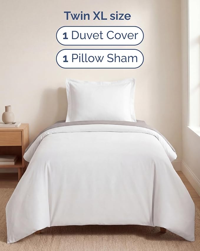 Duvet Cover Twin/Twin XL Size Set - Extra Soft Twin/Twin XL Duvet Cover 68" x 90" with 1 Pillow Sham - Hotel Luxury, Easy Care, Fade Free w/ Zipper Closures & Ties - Comfy, Cozy & Breathable (White)