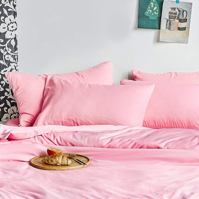 NTBAY King Pillowcase Set - 2 Pack Brushed Microfiber 20x36 Pillowcases - Soft, Wrinkle-Free, Fade-Resistant, Stain-Resistant, Pink Pillowcases with Envelope Closure - 20x36 Inches, Pink