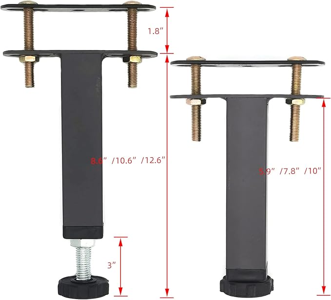 4Pcs Adjustable Height Center Support Leg for Bed Frame, Steel Bed Frame or Wooden Bed Center Slat Support Leg, Sofa Furniture Cabinet Feet (Grey, Height:7.8 to 10.6 inches)