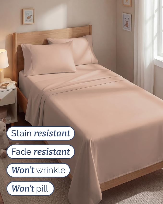 Twin 4 Piece Sheet Set - Comfy, Breathable & Cooling - Soft Hotel Luxury Bedding for Women, Men, Kids, Teens & Children - 1 Flat & 1 Fitted Sheet & 2 Pillowcases w/ Deep Pockets - Wrinkle Free - Mauve