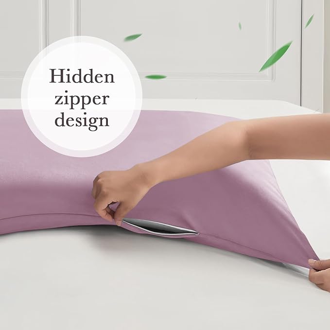 Curved Pillow Case King Size, Side Sleeper Pillow Cases Cover Cooling Rayon Derived from Bamboo with Zipper for hot Sleepers Hair and Skin, Breathable Silky Soft Pillowcase 1 Pack 20 * 36 Inches